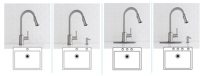 MOEN Indi Kitchen Faucet 1- , 2-, 3-, or 4- Hole Sink Configuration 